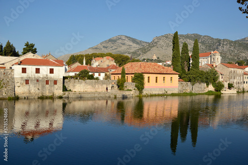 View of Old Town of Trebinje on the bank of Trebisnjica river in a sunny day, Bosnia and Herzegovina