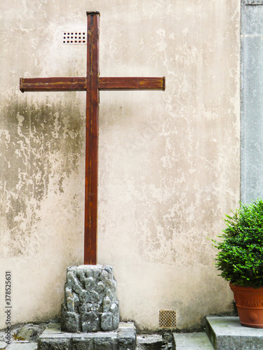 Old wooden crucifix in Cutigliano, Pistoia, Abetone, Italy, Europe photo