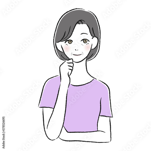 笑顔の女性　考える