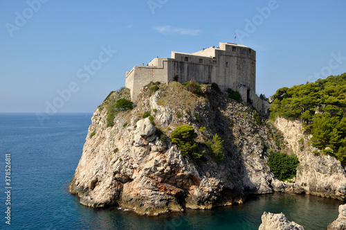 Lovrijenac fortress in Dubrovnik, Croatia, seen from the city walls in the sunny day