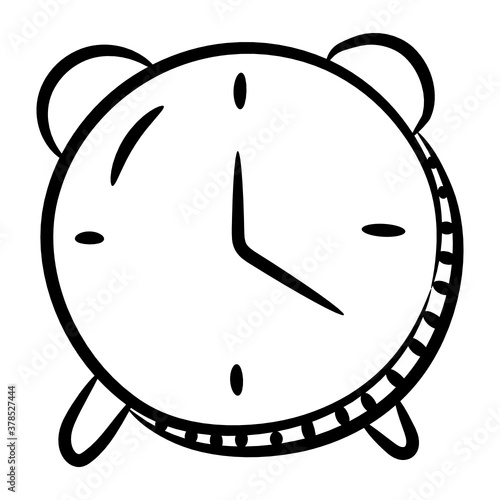 
Alarm clock vector style, alarm bell in modern doodle style 
