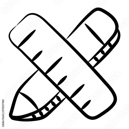 
Pencil with ruler denoting concept of sketching tools icon
