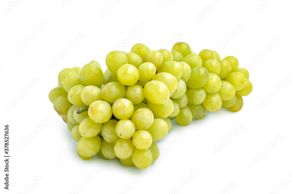Bunch of fresh green grape fruit isolate on white background, clipping path included.