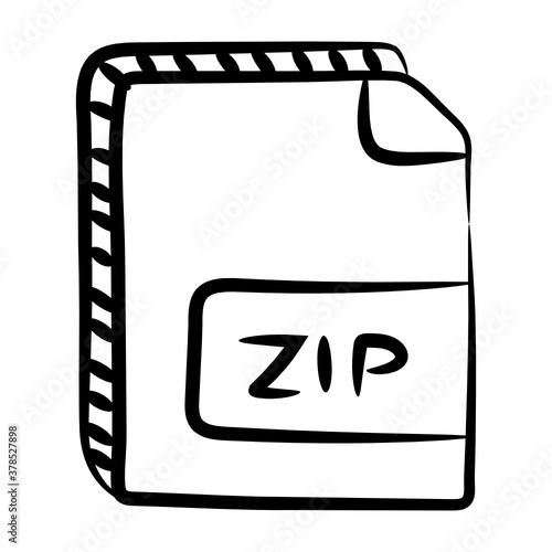
An icon design of compressed file in doodle vector 
