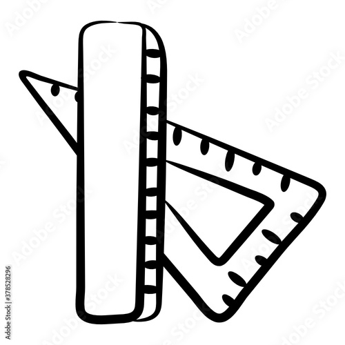 
Pencil with ruler denoting concept of sketching tools icon
