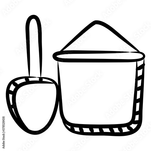 
Shovel with bucket showing mud pail icon, gardening concept 
