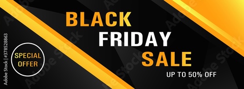 Modern black friday banner with orange and black background
