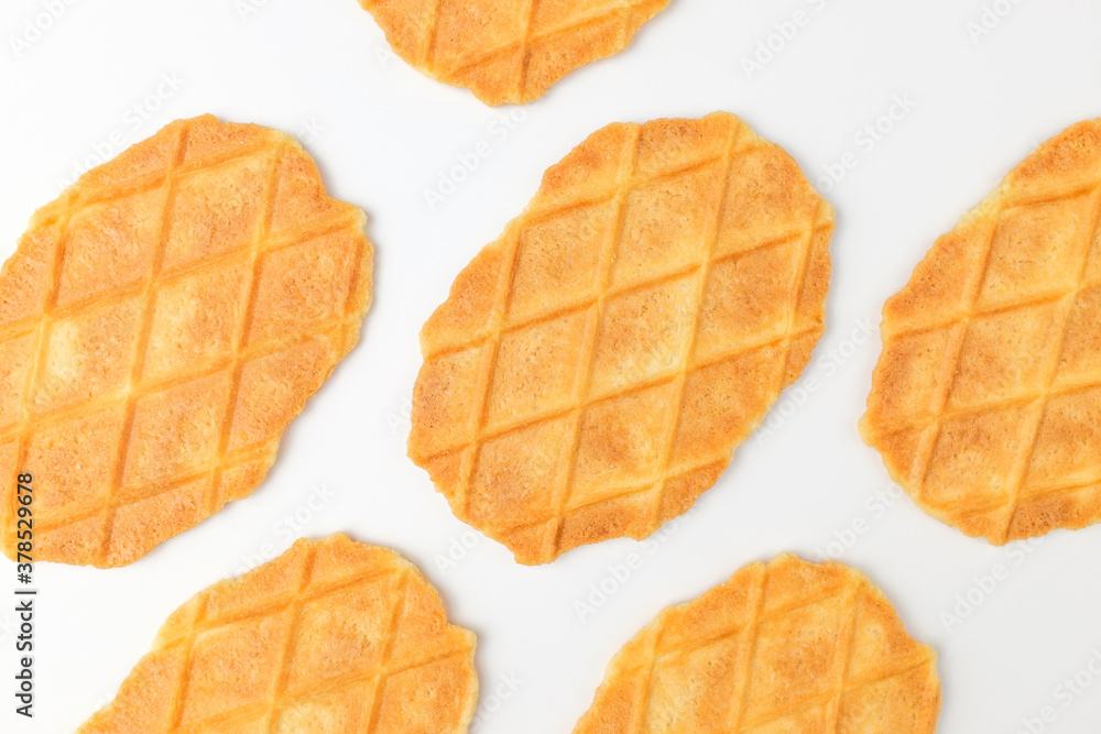 Waffle pastry on white background Waffle pastry on white background