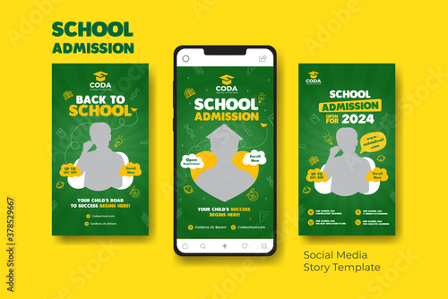 Back to School Admission Promotion Social Media Instagram Stories banner template. Design for social media