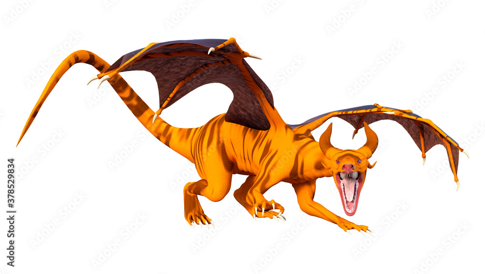 3D Rendering Fairy Tale Dragon on White 3D Rendering Fairy Tale Dragon on White
