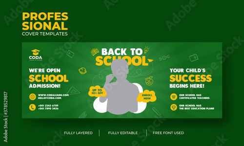 Back to School Admission Promotion for Facebook timeline cover & web banner template