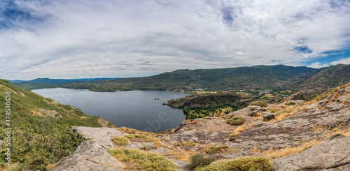 Top wide angle gigapan panoramic view of Sanabria lake photo