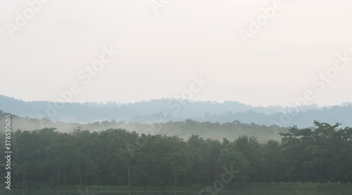 Fototapeta Naklejka Na Ścianę i Meble -  Beautiful nature and fog on the reservoir at Jetkod-Pongkonsao Natural Study in Saraburi Thailand	