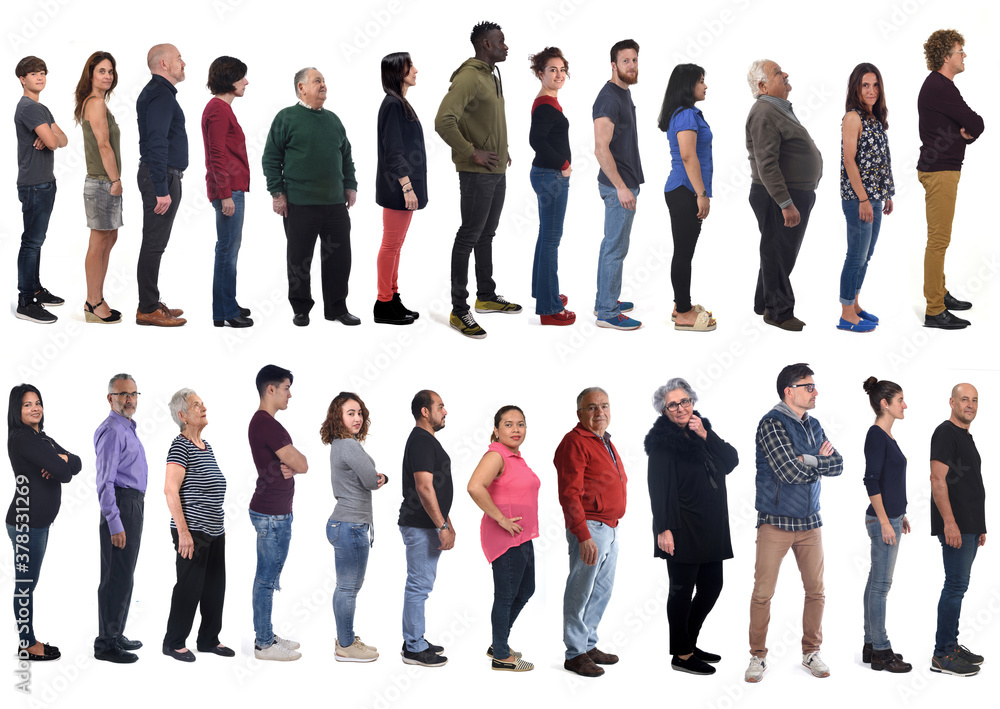 Obraz premium large group of mixed people on white background