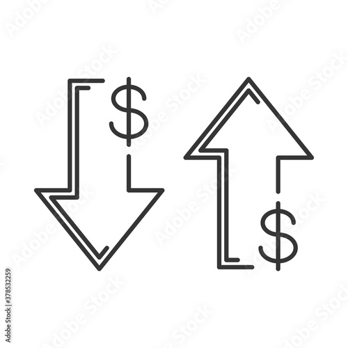 Concept of increase and fall rate of the dollar.