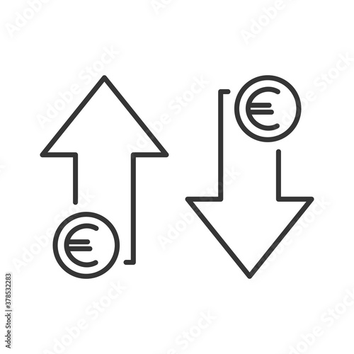 Concept of increase and fall rate of the Euro.