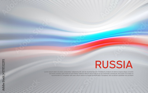 Russia flag background. Blurred pattern of light lines in the colors of the Russian flag, business booklet. State banner, russian poster, patriotic cover, flyer. Vector tricolor design photo