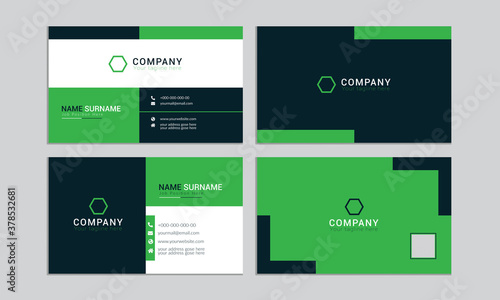 Green and black personal business card. Set of modern business card print template. Double side creative modern business card template.