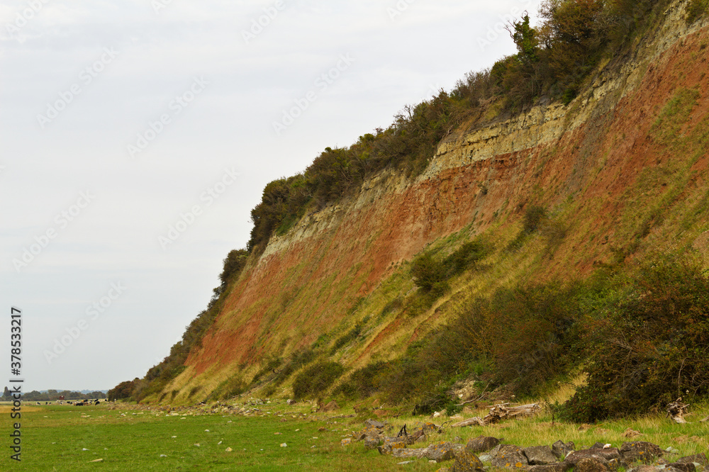 red cliffs off Severn estuary 