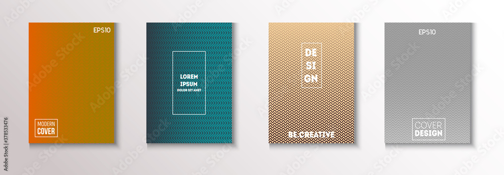 Wavy Minimal Cover Vector Set. 80s Neon Music Poster. Funky Magazine Wavy Minimal Cover Vector Set. 80s Neon Music Poster. Funky Magazine