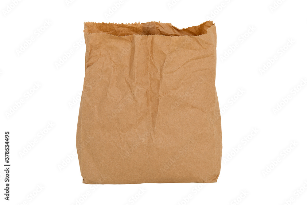 Recycle brown paper bag for mockup isolated on white