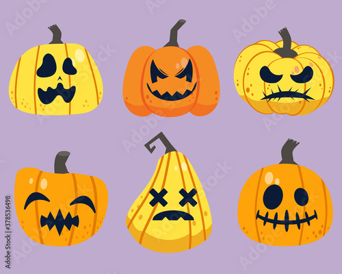 The collection of halloween pumpkin in flat vector style. illustation for content, banner, poster,greeting card.
