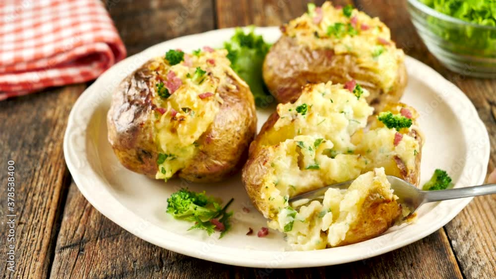 baked potato with cream, broccoli and herb baked potato with cream, broccoli and herb