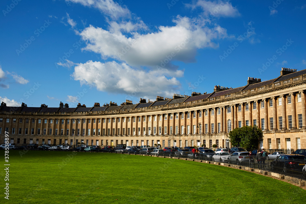 Architecture of the famous Royal Crescent in Royal Bath Spa