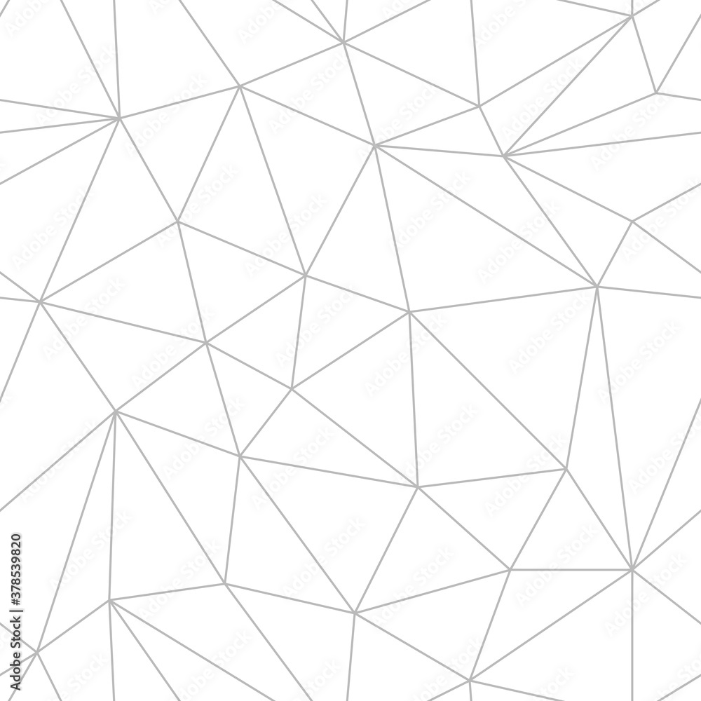 Seamless abstract minimalistic polygonal pattern. Gray line triangles isolated on white background. Neutral vector geometric illustration for wallpaper, packaging, fabric, wrapping paper. Copy space