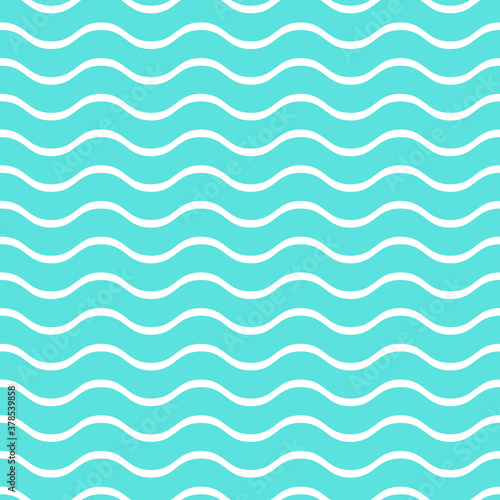 Seamless marine pattern. Geometric white, blue sea waves background. Neutral striped color water illustration of the nature, vacation, travel for wallpaper, wrapping paper, fabric, notebook, clothing