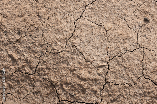 Dried cracked earth soil ground texture background.