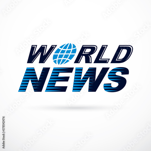 World news inscription, vec...