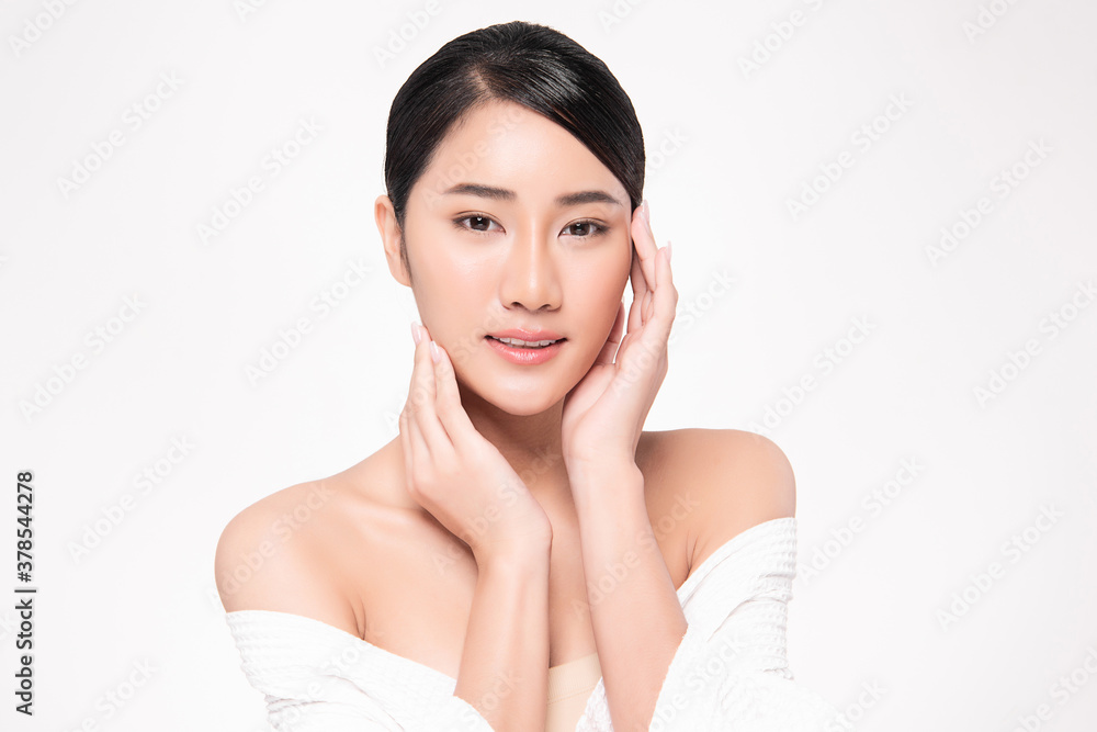 Beautiful young asian woman with clean fresh skin on white background, Face care, Facial treatment, Cosmetology, beauty and spa, Asian women portrait Beautiful young asian woman with clean fresh skin on white background, Face care, Facial treatment, Cosmetology, beauty and spa, Asian women portrait