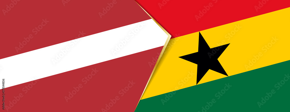 Latvia and Ghana flags, two vector flags. Latvia and Ghana flags, two vector flags.