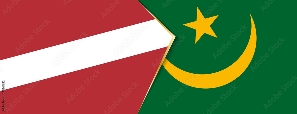 Latvia and Mauritania flags, two vector flags. Latvia and Mauritania flags, two vector flags.