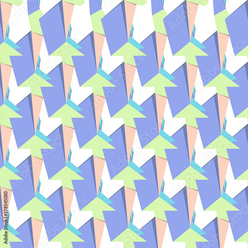 Absract seamless pattern with green, blue, beige, white shapes. Geometric minimalism