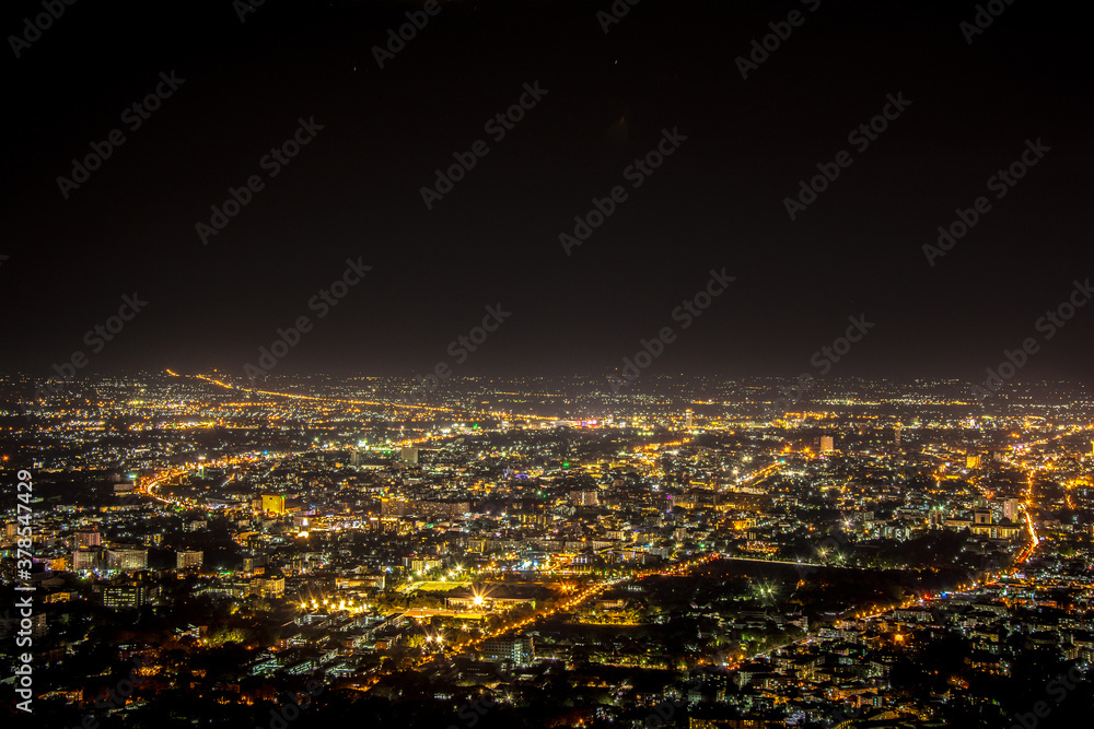 Night cityscape, Doi suthep Chiang mai Thailand