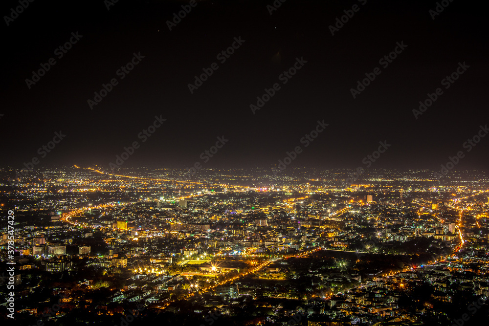 Fototapeta premium Night cityscape, Doi suthep Chiang mai Thailand