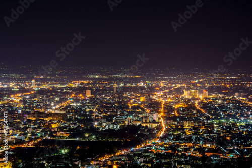 Night cityscape  Doi suthep Chiang mai Thailand