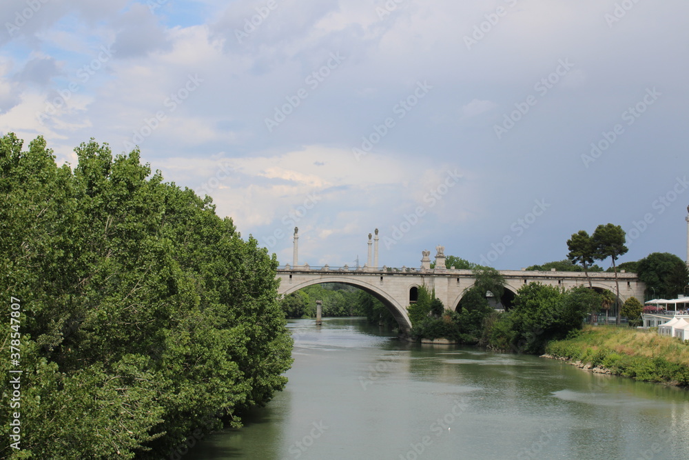 river tiber in rome italy selective focus