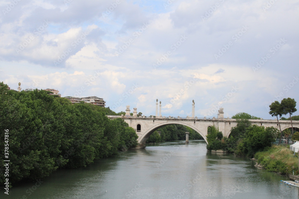 river tiber in rome italy selective focus