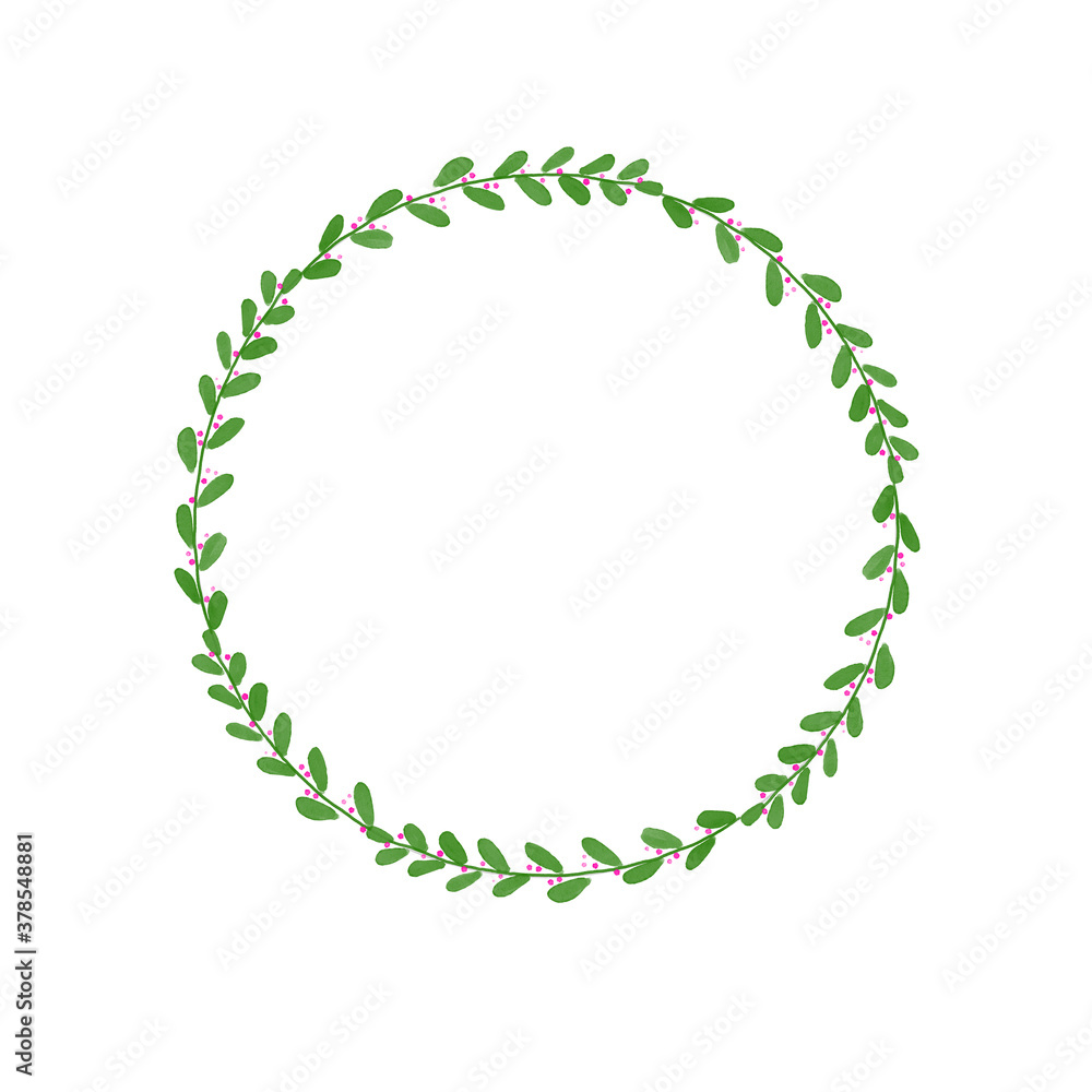 Digital watercolor wreath on white background Digital watercolor wreath on white background