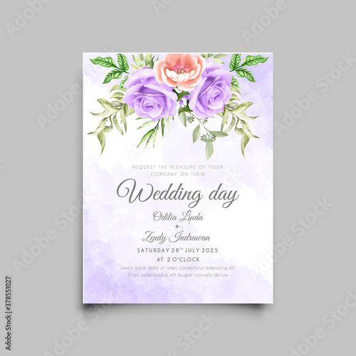 beautiful and elegant floral watercolor wedding invitation card template
