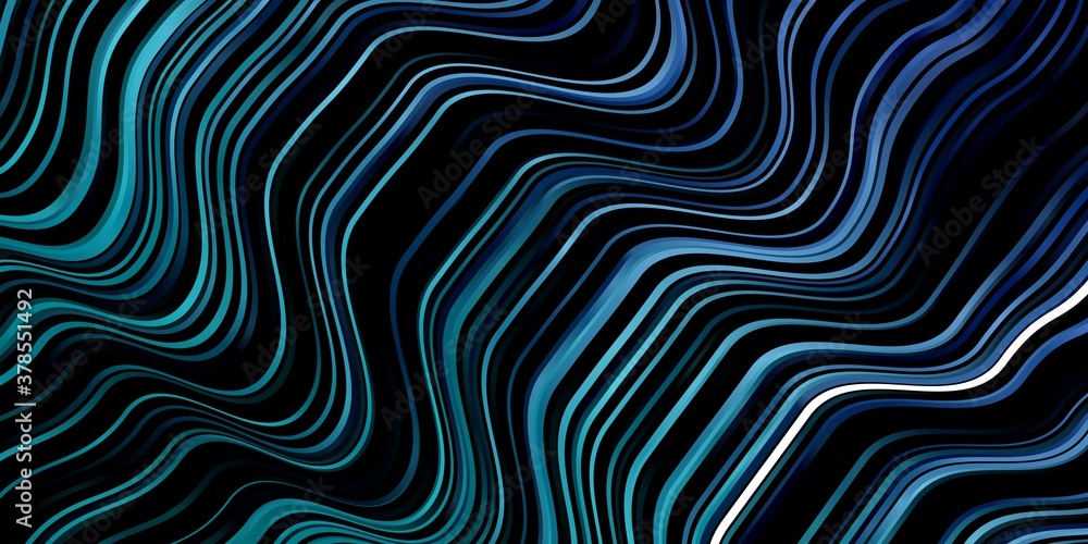 Dark Blue, Green vector background with bent lines. Illustration in abstract style with gradient curved.  Template for your UI design.