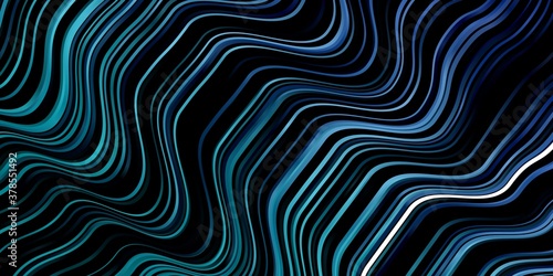Dark Blue, Green vector background with bent lines. Illustration in abstract style with gradient curved.  Template for your UI design.
