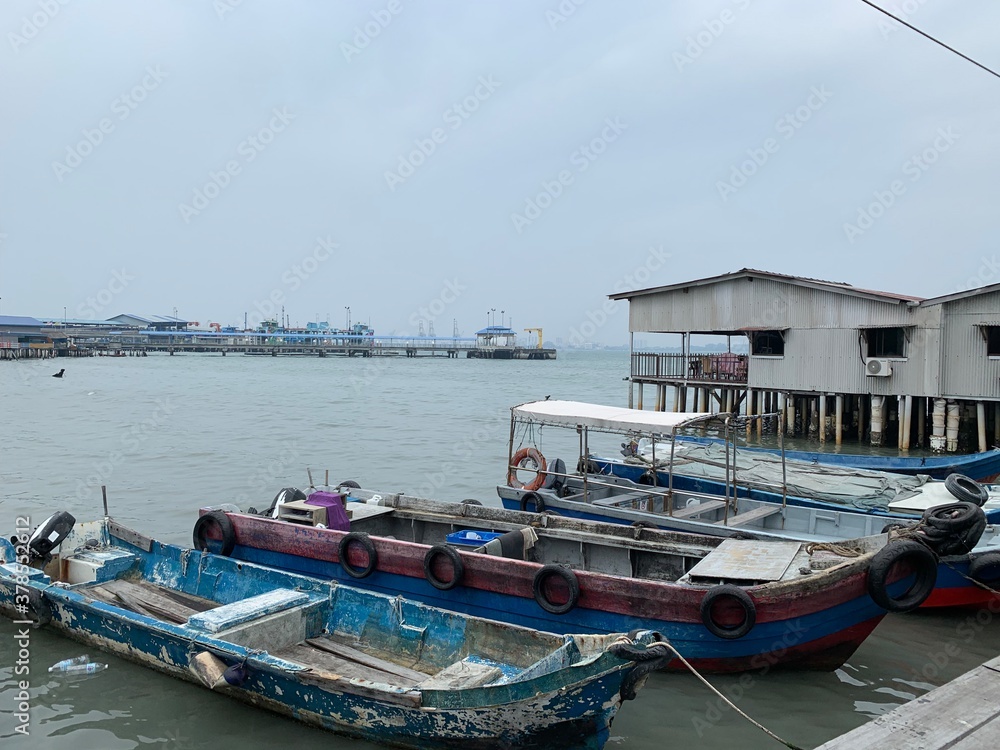 fishing boats in the harbour Penang Malaysia - memorable trip