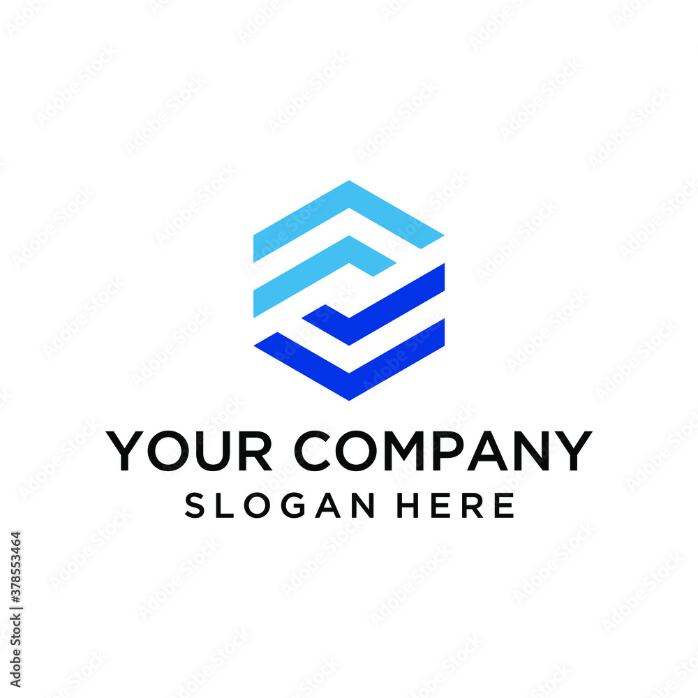 Hexagon abstract FF logo design Hexagon abstract FF logo design