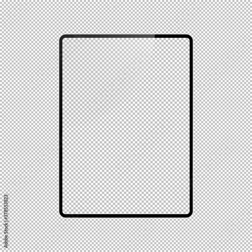Vertical black pad concept with empty screen for presentation, print and web. Vector quality illustration.
