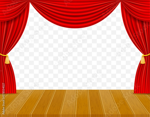 theater stage in the hall with red curtains vector illustration