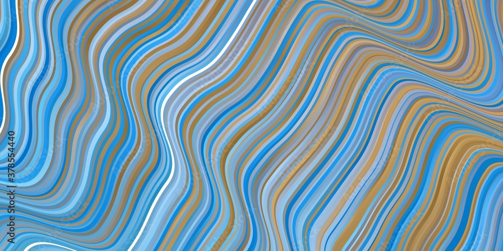 Light Blue, Yellow vector backdrop with curves. Gradient illustration in simple style with bows. Pattern for commercials, ads.